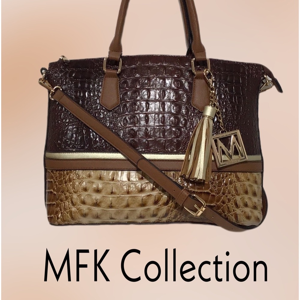 MFK Collection Sophie Crocodile Embossed Tote/Crossbody by Mia K., Vegan Leather